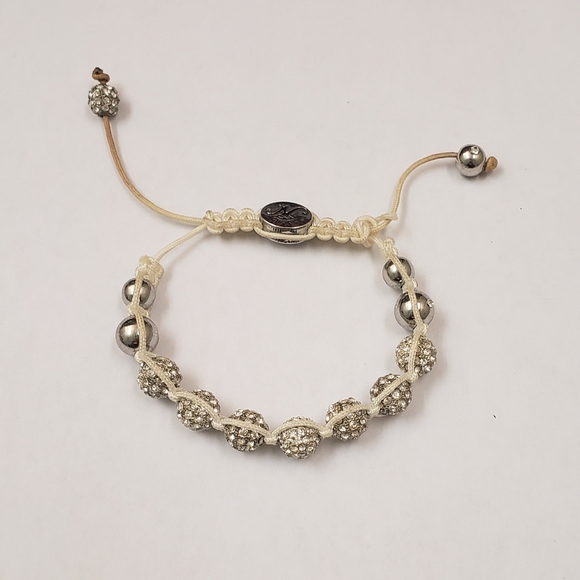 Joseph Nogucci,  glitter glam beaded silver glitz adjustable bracelet - Picture 8 of 11
